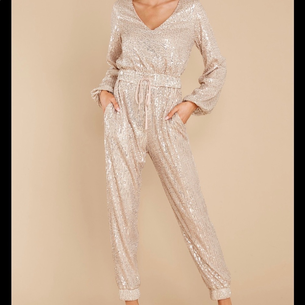 Champagne sequin jumpsuit